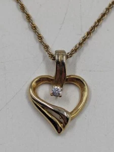 Danecraft 24K Gold over 925 Sterling Silver Heart Pendant w 18" Fine Rope Chain - Picture 1 of 4