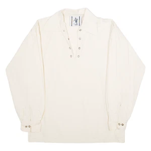 INNES & CROMB LTD Mens Plain Shirt Cream Long Sleeve S - Picture 1 of 6