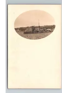 Nave da guerra italiana in Canada, ancorata vicino al Quebec, 1907 cartolina RPPC - Foto 1 di 2