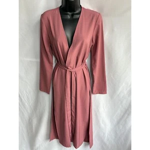 Vestido envolvente kimono rubor rosa melocotón talla M elegante oficina carrera sexy recortes - Imagen 1 de 10