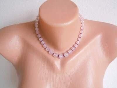 835 Argento Catena Quarzo Rosa Sfera Ametista Rondella Sfaccettato 42,6 G/ - Immagine 1 di 3