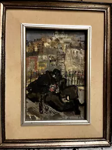 Mid-Century Modern French Impressionist Oil Painting~Inebriated Man in City~8x12 - Picture 1 of 7