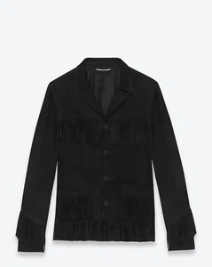 Damen Original Amerikanisch Schwarz Schweden Leder Mantel Fransen West Tragen - Bild 1 von 3