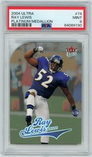 2004 Ultra #74 Ray Lewis Platinum Medallion #'d /66 PSA 9