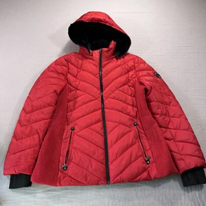 Nautica Jacket Womens XL Red Puffer Full Zip Removeable Hood Outdoor Ladies - Picture 1 of 13