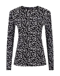 Ladies Ex M*S Black White Contrast Cotton Long Sleeve Jersey Relaxed Fit Top 14 - Picture 1 of 3