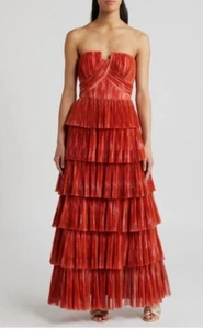 Maxi Vestido Nuevo con Etiquetas Anthropologie by HUTCH Simi Sin Tirantes Volantes en Niveles Talla 14 - Imagen 1 de 11