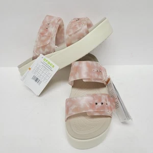 Crocs Women's Brooklyn Buckle Low Wedges 7 Platform Sandals, Pale Blush Pattern - Picture 1 of 11