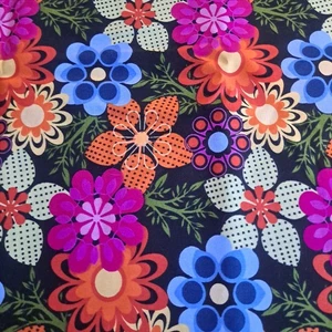 Tela de algodón negra floral neón 1 yarda X 45" Jason Yenter en el principio  - Imagen 1 de 5