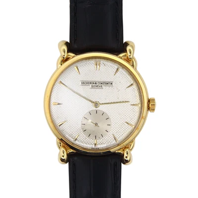 Vacheron Constantin Vintage 36mm 18K Gold Chain Link Lugs Silver Guilloche Dial - Image 1 of 4