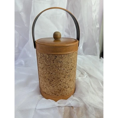 Cubo de hielo de corcho vintage con tapa y mango vajilla retro decoración del hogar Foto 1 de 4