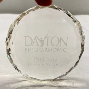Vint Dayton Philharmonic Paul Katz Legacy Society Glass Paperweight Dayton, OH - Picture 1 of 5