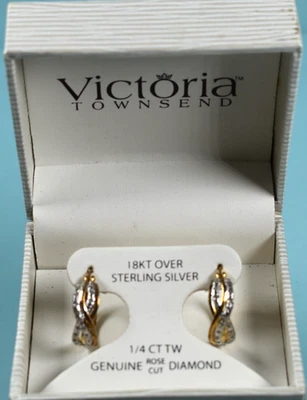 Victoria Townsend 1/4ct TW 18kt Over Sterling Silver Genuine Diamond Earring NWT - Image 1 of 4