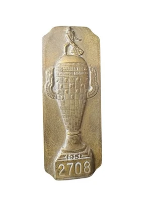 1951 Indianapolis Motor Speedway Indy 500 Bronze Pit Garage Badge #2708 IMS Pin - Image 1 of 2