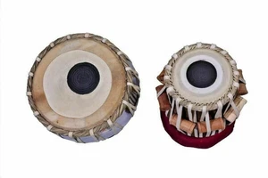 Best Steel Tabla Set Chrome Finish, Black Wood Dayan Musical Instrument With Bag - Picture 1 of 7