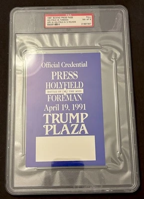 RARO Evander Holyfield vs. George Foreman TRUMP PLAZA Boxeo Pase de Prensa PSA Foto 1 de 2