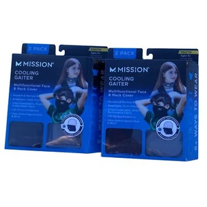 (4 Total) Mission Cooling Neck Gaiter Face Mask Cover Youth Size(2) 2 Per Pack - Picture 1 of 2