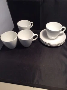 4 CORNING WARE CENTURA COUPE, CUPS  with SAUCERS, Perfect Condition - Picture 1 of 5