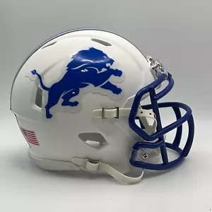 Detroit Lions CUSTOM Matte White - Blue Mini Football Helmet - Picture 1 of 3