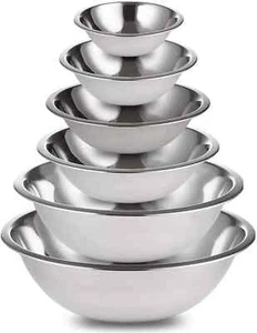 Deep Mixing Bowl Stainless Steel Cooking Baking Salad Serving Bowl Flat Base UK - Picture 1 of 1