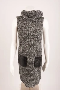 Muse Boston Proper Women's Sweater Dress sz 2 Cowl Neck Faux Leather Pockets NWT - Picture 1 of 6