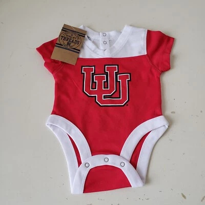 Utah Utes One Piece Creeper Baby Infant 0-3 Months Red White Rivalry Thread READ - Image 1 of 4
