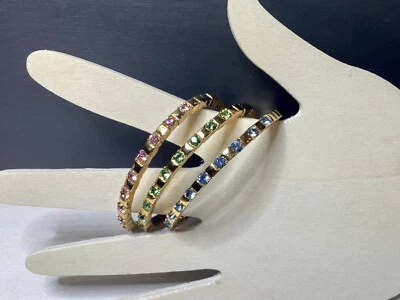 JR DISEÑADOR DIAMANTES DE IMITACIÓN CRISTAL CHAPADO EN ORO BRAZALETE (3) PULSERAS JOYERÍA Foto 1 de 4