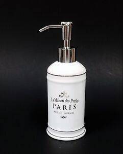 NEW LA MAISON DES PERLES PARIS WHITE,IVORY+CHROME TRIM KITCHEN SOAP DISPENSER
