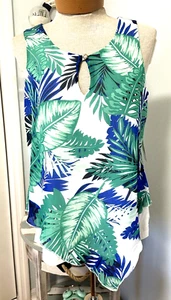 NWT Perseption Concept Women's SMALL Tropical Print Sleeveless Blouse Top layer - Picture 1 of 7