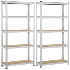 2 Pcs Estantes Almacenajes de Metal 5 Niveles Estantes para Garaje Taller Sótano - Imagen 1 de 12