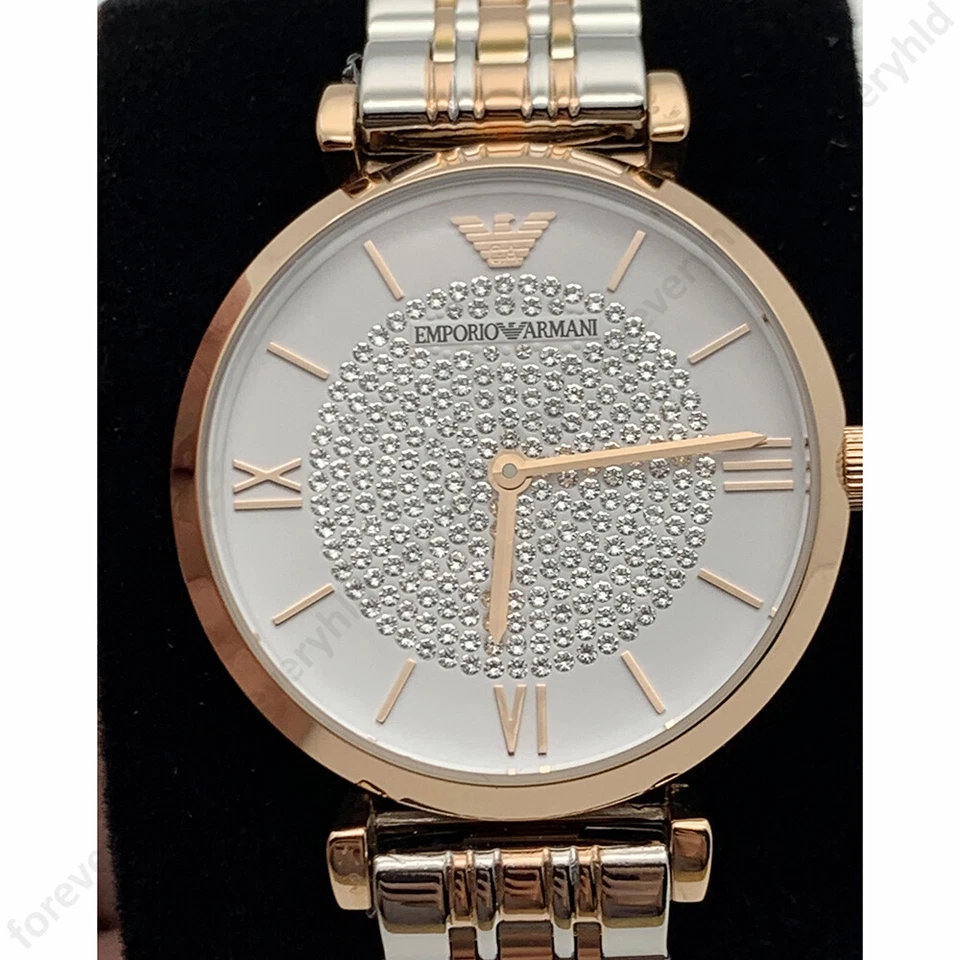 Emporio Armani AR1926 Gianni T-Bar White Crystal Pave Dial Analog Women's Watch - image 1 of 4