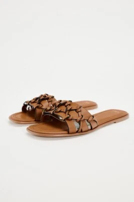 ZARA LOW HEEL KNOTTED SANDALS SIZE 9 US 40 EU NEW WITH TAGS - Image 1 of 4