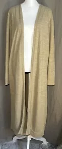 Free People Beach Boho Long Tan Cardigan Open Front Duster Neutral Size Xsmall - Picture 1 of 14