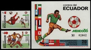 Ecuador 1986 - Mi-Nr. 2042-2043 & Block 125 ** - MNH - Fußball / Soccer - Bild 1 von 1