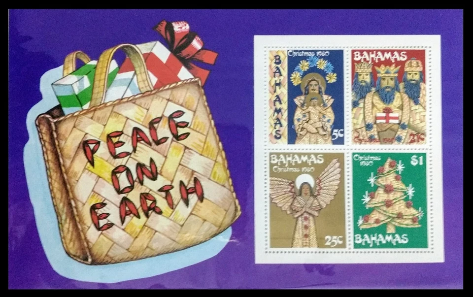 122. SELLO BAHAMAS 1980 M/S NAVIDAD, CRISTIANISMO, PAZ EN LA TIERRA. MNH Foto 1 de 1