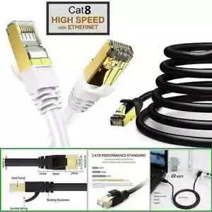 LOTE DE PARCHES CABLE ETHERNET RJ45 CAT8 40GBPS RED DORADO CABLE LAN ULTRAFINO SSTP - Imagen 1 de 8
