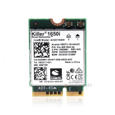 Killer AX1650i WLAN WIFI 6 Bluetooth 5.0 Mini PCI Module Intel Network Card - Image 1 of 4