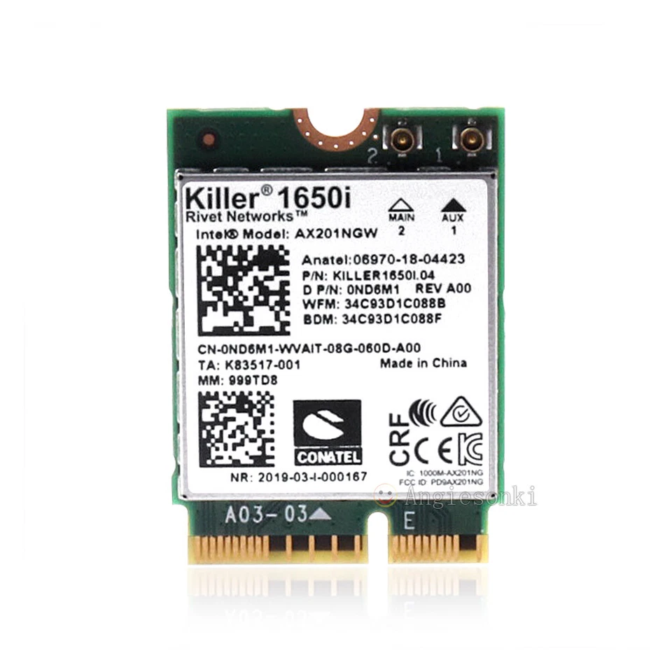 Killer AX1650i WLAN WIFI 6 Bluetooth 5.0 Mini PCI Module Intel Network Card - Image 1 of 4