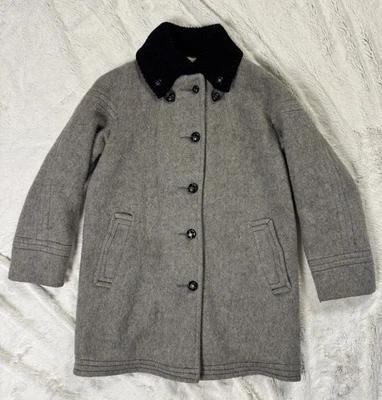 VTG Hudson Bay 100% Wool Coat Button Jacket 60/70s Womens Sz 12 Grey Rare 20x31 - Image 1 of 4
