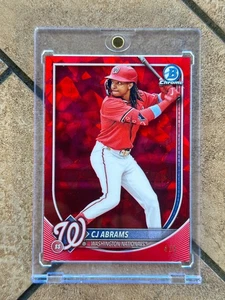 CJ Abrams 2025 Bowman Chrome Sapphire Edition Red Refractor /5 Nationals - Picture 1 of 2