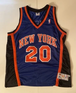 Vintage 90s Allan Houston New York Knicks NBA Starter Jersey Size 48 Sewn Blue - Picture 1 of 6