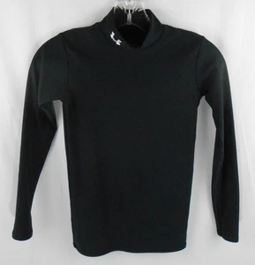 Under Armour Youth L ColdGear Black Long Sleeve Mock Neck Stretch Athletic Shirt - Picture 1 of 7