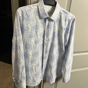 Robert Graham Shirt Men’s XL Lt Blue Embroidered Floral Long Sleeve Artsy - Picture 1 of 5