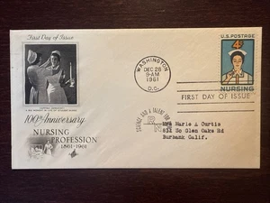 US FDC COVER 1961 YEAR NURSE NURSING  HEALTH MEDICINE STAMPS SCOTT 1191 - Picture 1 of 1