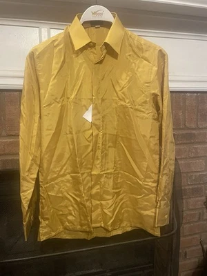 Camisa Bocci con botones para hombre mediana seda dorada italiana solo limpieza en seco Foto 1 de 4