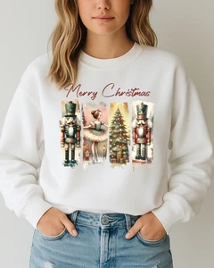 Nussknacker Weihnachtssweatshirt Damen Ballett Pullover Frohe Weihnachten  - Bild 1 von 24