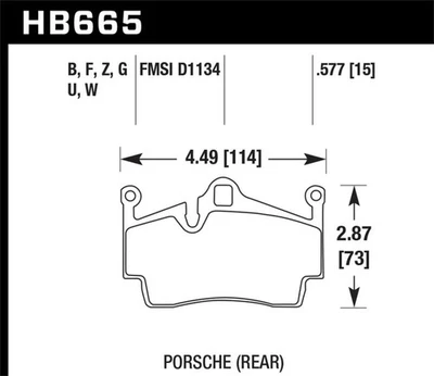 Hawk HB665G.577 fits 2012-2015 Porsche Boxster DTC-60 Race Rear Brake Pads Foto 1 de 3
