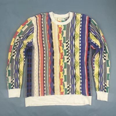 Suéter Pacsun Estilo Coogi Colorido Tejido 3D Pullover Manga Larga Rayas M Foto 1 de 4