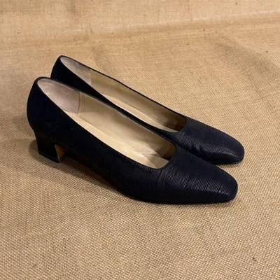 Zapatos de salón Salvatore Ferragamo vintage años 50 para mujer 8,5 negros hechos en Italia DE34627 Foto 1 de 4