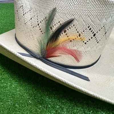 Retro Wranglers Cowboy Hat Size 7 1970s Straw With Feather Western EUC Mint - Image 1 of 4